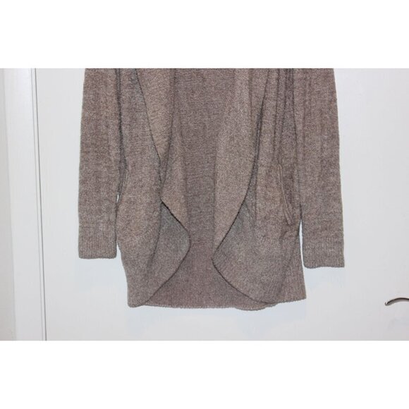 Barefoot Dreams CozyChic Lite Hooded Cardigan M Soft Brown Knit - Picture 4 of 9
